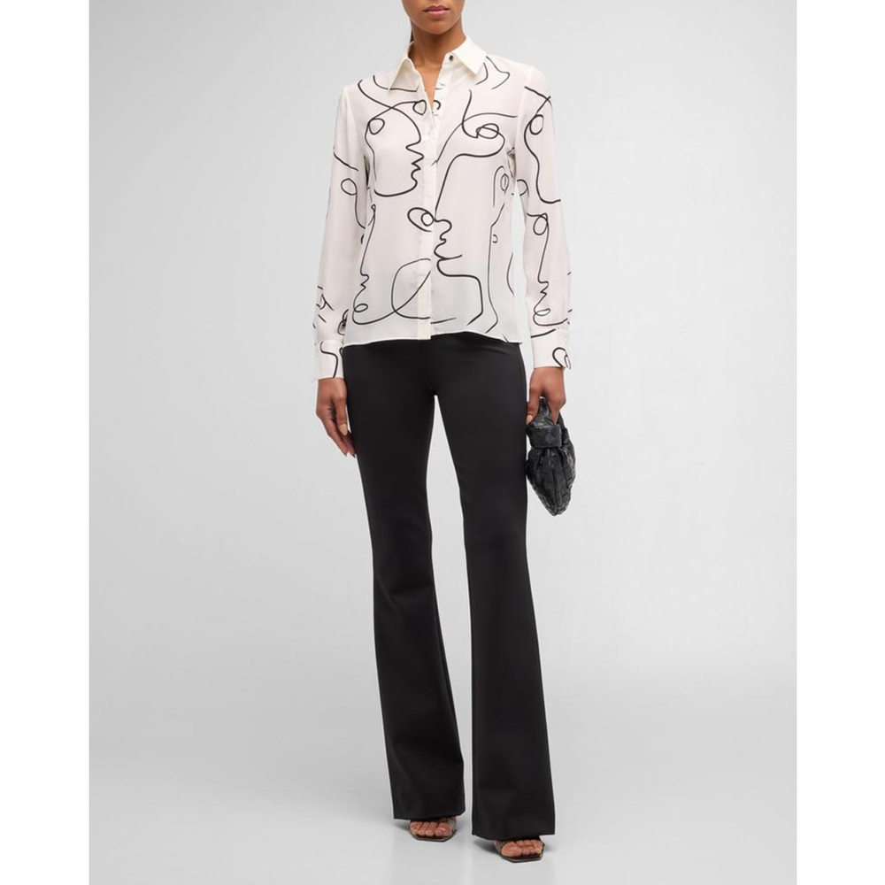 NWT Alice and Olivia a+O Koketit Brady Silk Button Down Blouse White $395 Size S - Picture 13 of 13